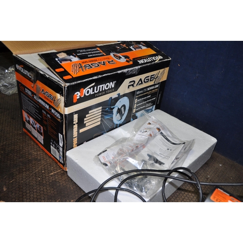 1080 - AN EVOLUTION RAGE 4 CHOP SAW with original packaging and a halogen heater (both PAT pass and working... 