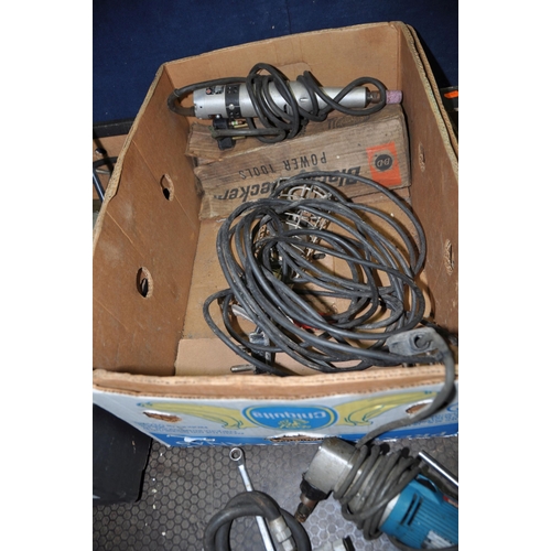 1085 - THREE TRAYS CONTAINING AUTOMOTIVE PARTS AND TOOLS including an AUD 13  carburettor, GEC and Lucas he... 