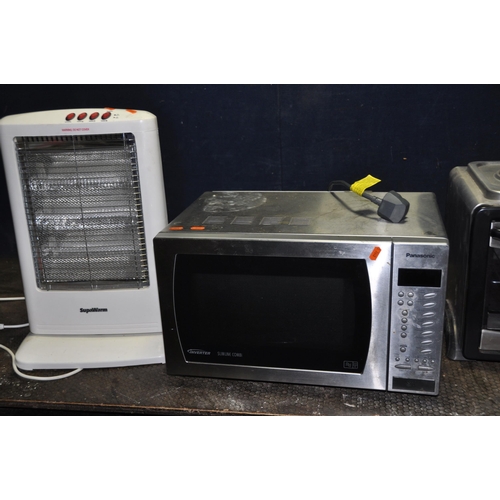 1103 - A BUSH MINI GRILL AND OVEN, a Panasonic microwave and a Supa Warm halogen heater (all PAT pass and w... 