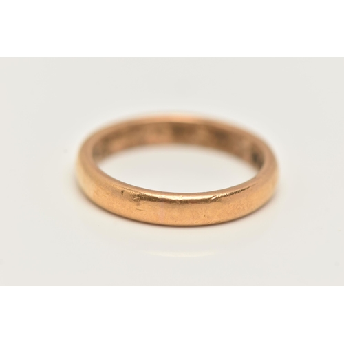 24 - A 22CT GOLD BAND RING, a plain polished band, approximate width 3mm x depth 1.2mm, hallmarked 22ct B... 