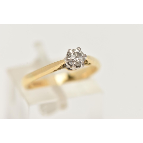 3 - AN 18CT GOLD DIAMOND SINGLE STONE RING, set with a round brilliant cut diamond, measuring approximat... 