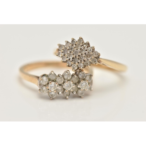 4 - A 9CT GOLD DIAMOND DRESS RING AND A 9CT GOLD CUBIC ZIRCONIA RING, the first set with single cut diam... 