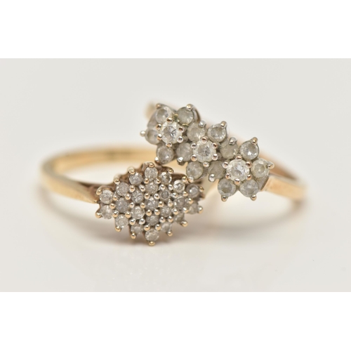 4 - A 9CT GOLD DIAMOND DRESS RING AND A 9CT GOLD CUBIC ZIRCONIA RING, the first set with single cut diam... 