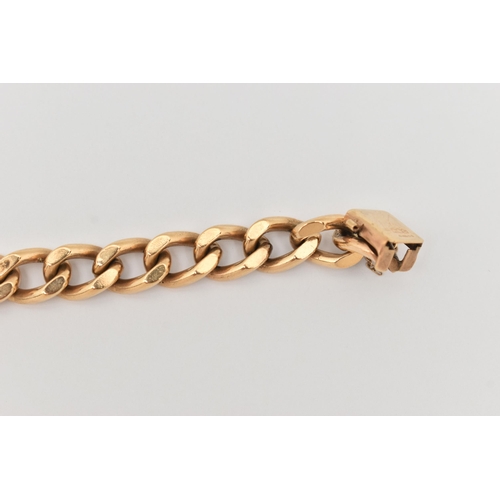 45 - A 9CT GOLD CURB LINK BRACELET, with push piece clasp, figure of eight safety clasp and a safety chai... 