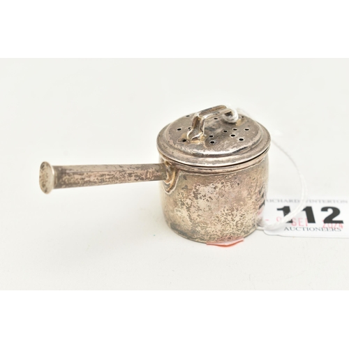 112 - A VICTORIA SILVER NOVELTY PEPPERETTE, silver novelty pepperette, designed as a miniature cooking pot... 