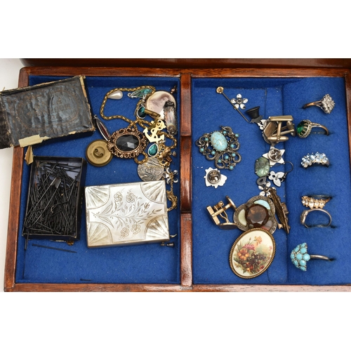 132 - TWO BOXES OF ASSORTED COSTUME JEWELLERY, to include a wooden jewellery box with contents to include ... 