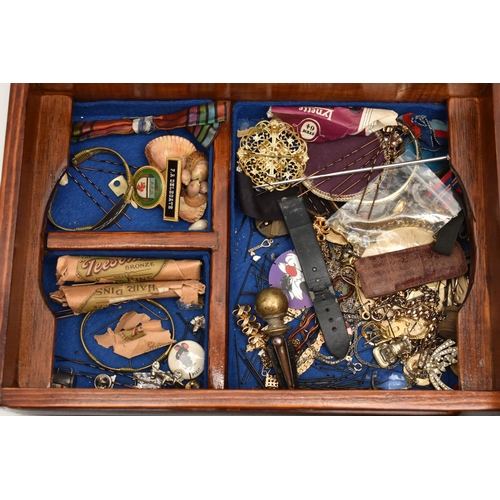 132 - TWO BOXES OF ASSORTED COSTUME JEWELLERY, to include a wooden jewellery box with contents to include ... 