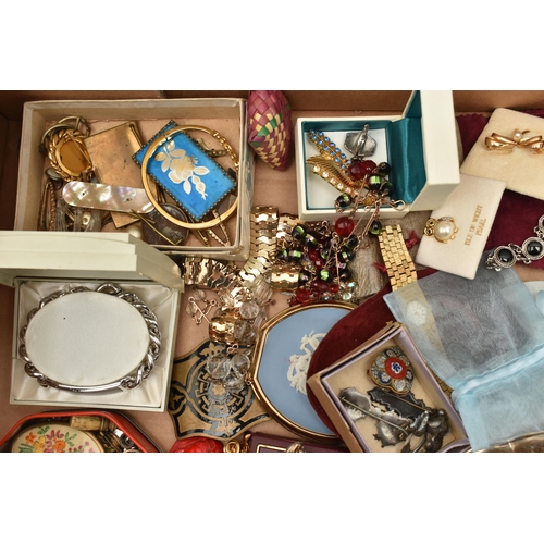 136 - A LARGE QUANTITY OF COSTUME JEWELLERY, WHITE METAL JEWELLERY AND A SILVER DISH, the silver dish hall... 