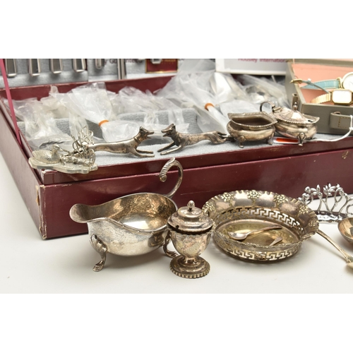 140 - A BOX OF ASSORTED ITEMS, to include a 100 piece gourmet cutlery collection by Housley International,... 