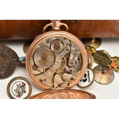 141 - CASED SILVER PLATED CUTLERY, POCKET WATCH ETC., the large hinged wooden box containing a selection o... 