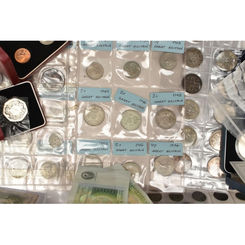 146 - A PLASTIC STORAGE TUB CONTAINING MAINLY UK MIXED COINAGE, to include some early bronze and copper co... 