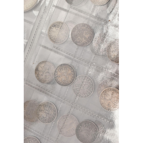 148 - A PACKET CONTAINING SIXPENCE COINS TO INCLUDE  1887-1901 SOME WITH WARE, Shilling coins George IV, E... 