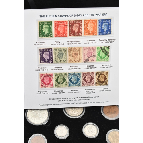 149 - 70TH ANNIVERSARY COIN & STAMP SET OF D-DAY, to include ten coins Half-crown to Farthing 1944, togeth... 