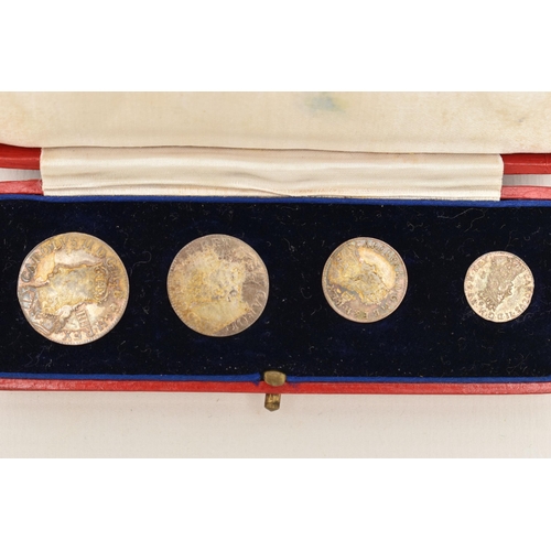 152 - A CASED SET OF CHARLES II MILLED MAUNDY COINS, 4d to 1d (Undated)