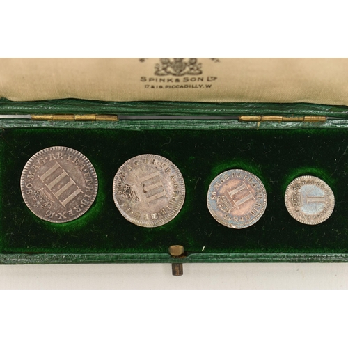 153 - A CASED SET OF FOUR JAMES II MAUNDY COINS 1686