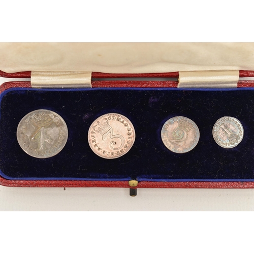 157 - A CASED SET OF FOUR 4d to 1d MAUNDY COINS GEORGE III 1763