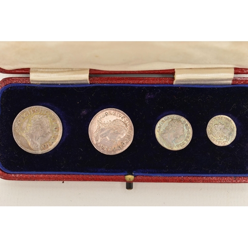 157 - A CASED SET OF FOUR 4d to 1d MAUNDY COINS GEORGE III 1763