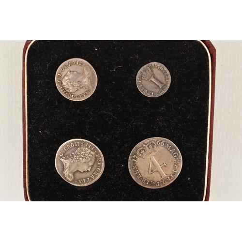 158 - A CASED MAUNDY COIN SET 4d to 1d COINS GEORGE III 1766