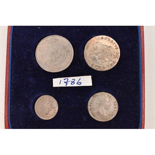 162 - A GEORGE III MAUNDY SET OF CASED 1786 4d TO 1d