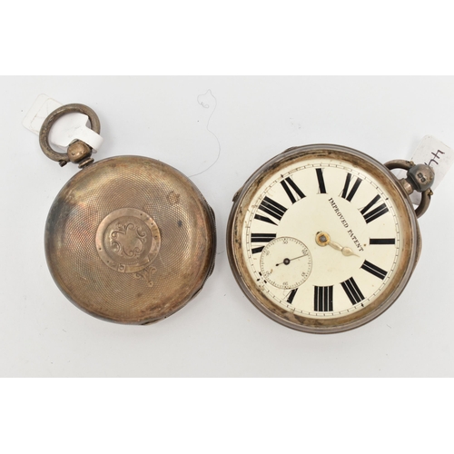 94 - TWO SILVER POCKET WATCHES, to include an AF open face, key wound pocket watch, round white dial sign... 