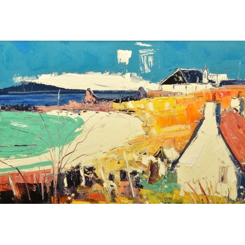 297 - JOHN LOWRIE MORRISON - JOLOMO (SCOTTISH 1948) 'LOOKING TO GIGHA', a signed and hand embellished limi... 