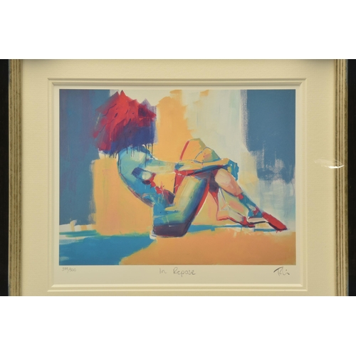 302 - TOBY MULLIGAN (BRITISH 1969) 'IN REPOSE', a signed limited edition print on paper depicting a colour... 