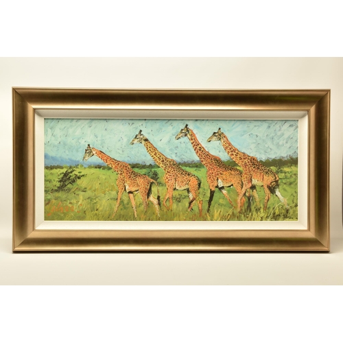 312 - ROLF HARRIS (AUSTRALIAN 1930-2023) 'FOUR GIRAFFES' a limited edition print on board, 35/195 without ... 