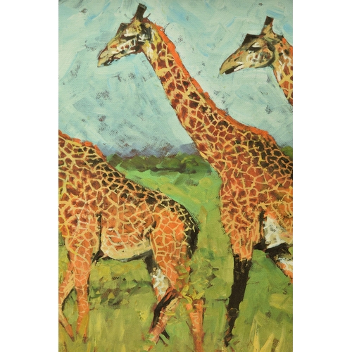 312 - ROLF HARRIS (AUSTRALIAN 1930-2023) 'FOUR GIRAFFES' a limited edition print on board, 35/195 without ... 