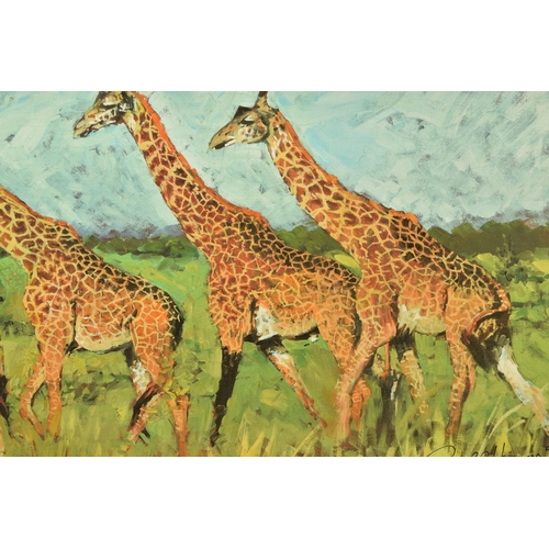 312 - ROLF HARRIS (AUSTRALIAN 1930-2023) 'FOUR GIRAFFES' a limited edition print on board, 35/195 without ... 