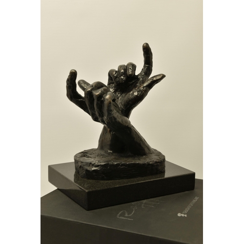 320 - ROLF HARRIS (AUSTRALIA 1931-2023) 'INTUITION' a limited edition bronze sculpture of a pair of hands ... 