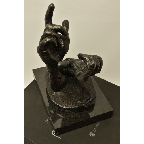 320 - ROLF HARRIS (AUSTRALIA 1931-2023) 'INTUITION' a limited edition bronze sculpture of a pair of hands ... 