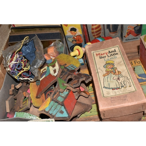 330 - A COLLECTION OF VINTAGE TOYS, to include boxed and unboxed wooden Brio Stacking toys, boxed small wo... 