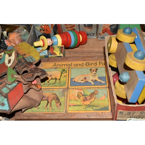 330 - A COLLECTION OF VINTAGE TOYS, to include boxed and unboxed wooden Brio Stacking toys, boxed small wo... 