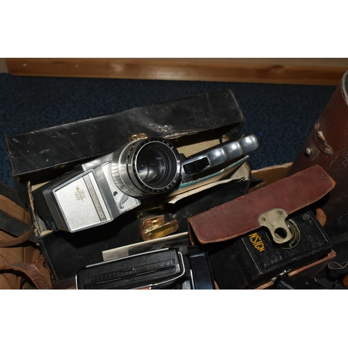 333 - ONE BOX OF VINTAGE CAMERAS, to include a 1936 German made Zeiss ikon camera, Voigtlander Bessamatic,... 