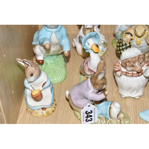 343 - A GROUP OF ROYAL ALBERT AND BESWICK BEATRIX POTTER FIGURES, comprising Royal Albert : Mr Benjamin Bu... 