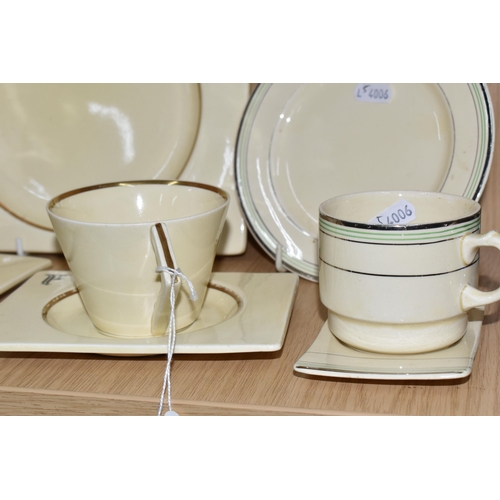 350 - CLARICE CLIFF 'BIARRITZ' AND OTHER ART DECO TEA WARE, comprising Clarice Cliff for Royal Staffordshi... 