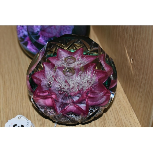 359 - THREE SIGNED LIMITED EDITION FACET CUT CAITHNESS PAPERWEIGHTS, comprising Aztec Orchid No.1/1 series... 