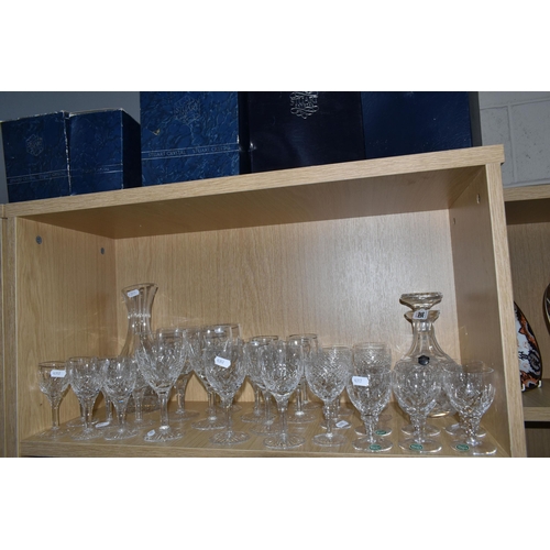 385 - A COLLECTION OF STUART CRYSTAL, mostly Glencoe pattern, comprising a carafe, four goblets, seven win... 