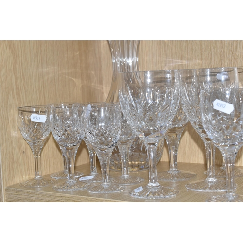 385 - A COLLECTION OF STUART CRYSTAL, mostly Glencoe pattern, comprising a carafe, four goblets, seven win... 