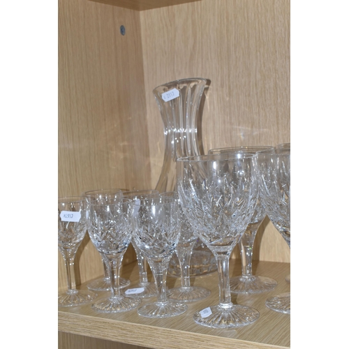 385 - A COLLECTION OF STUART CRYSTAL, mostly Glencoe pattern, comprising a carafe, four goblets, seven win... 