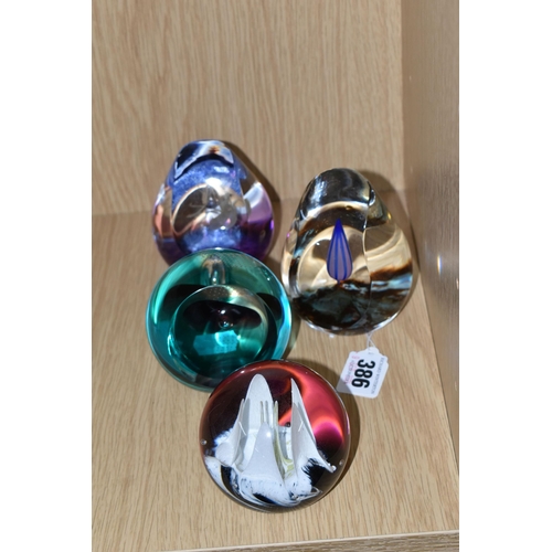 386 - FOUR CAITHNESS GLASS PAPERWEIGHTS, comprising limited editions 'Flight of Fancy' numbered 108/650, '... 