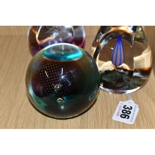 386 - FOUR CAITHNESS GLASS PAPERWEIGHTS, comprising limited editions 'Flight of Fancy' numbered 108/650, '... 