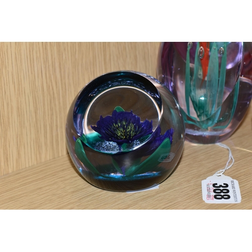 388 - FOUR CAITHNESS GLASS PAPERWEIGHTS, comprising limited editions 'Space Hibiscus' numbered 201/350, 'P... 