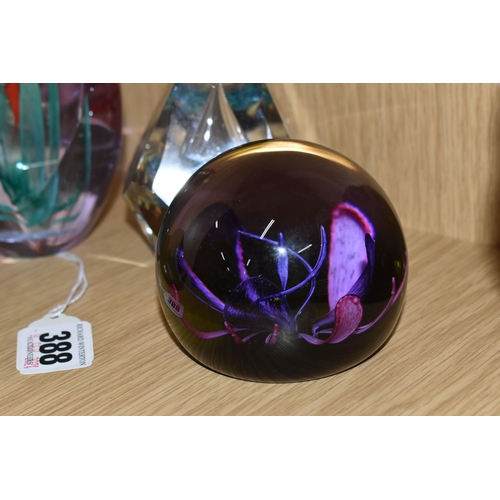 388 - FOUR CAITHNESS GLASS PAPERWEIGHTS, comprising limited editions 'Space Hibiscus' numbered 201/350, 'P... 