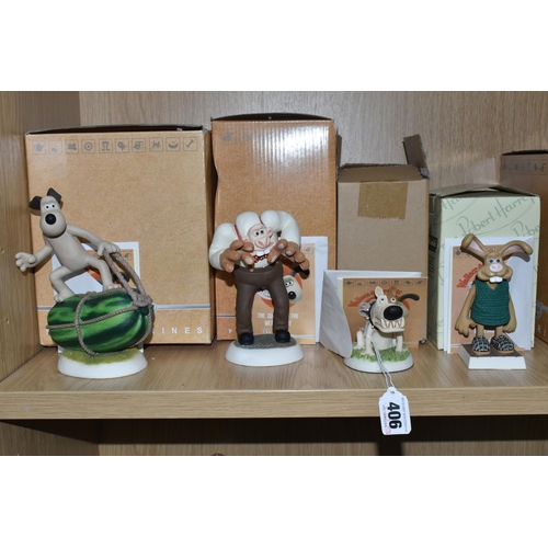 406 - FOUR BOXED ROBERT HARROP WALLACE & GROMIT 'THE CURSE OF THE WERERABBIT' RESIN FIGURES, comprising Ph... 