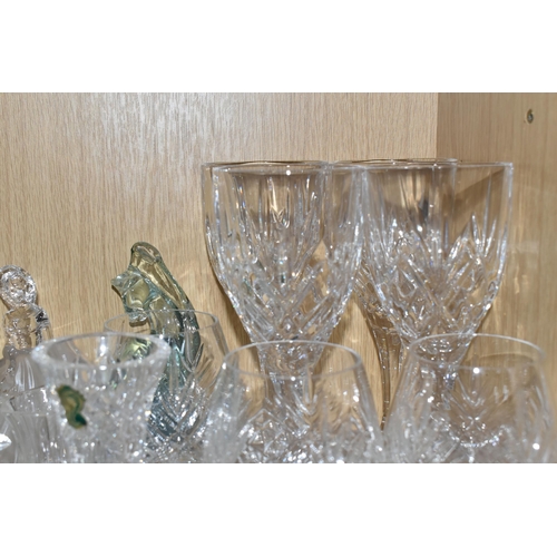 407 - A COLLECTION OF GLASS GLASSWARE, comprising a Cristal D'Arques 'Red Grouse' (chipped beak and tail),... 