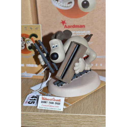 415 - FOUR BOXED ROBERT HARROP WALLACE & GROMIT 'THE WRONG TROUSERS' FIGURINES, comprising a limited editi... 