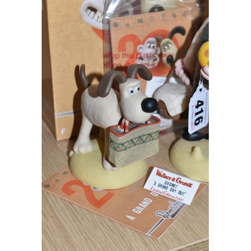 416 - TWO BOXED LIMITED EDITION ROBERT HARROP WALLACE & GROMIT 'A GRAND DAY OUT' FIGURES, comprising Gromi... 