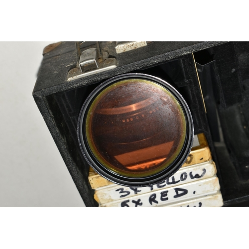 426 - A BOXED VINTAGE ANGENIEUX CAMERA LENS a zoom type 10 x 12 b No. 1152297 1:2.2 with five Leech colour... 