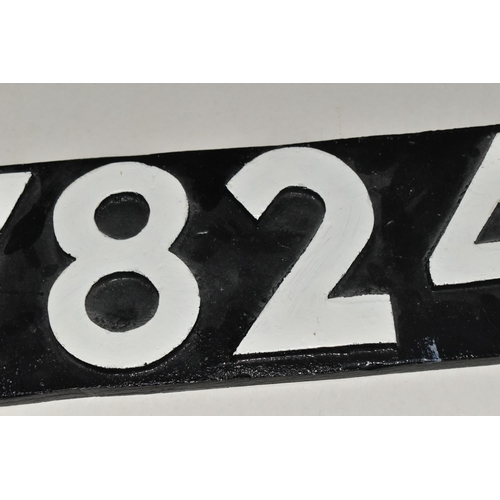 427 - A REPRODUCTION LOCOMOTIVE SMOKEBOX DOOR NUMBERPLATE, cast aluminium plate showing No.7824 from the B... 